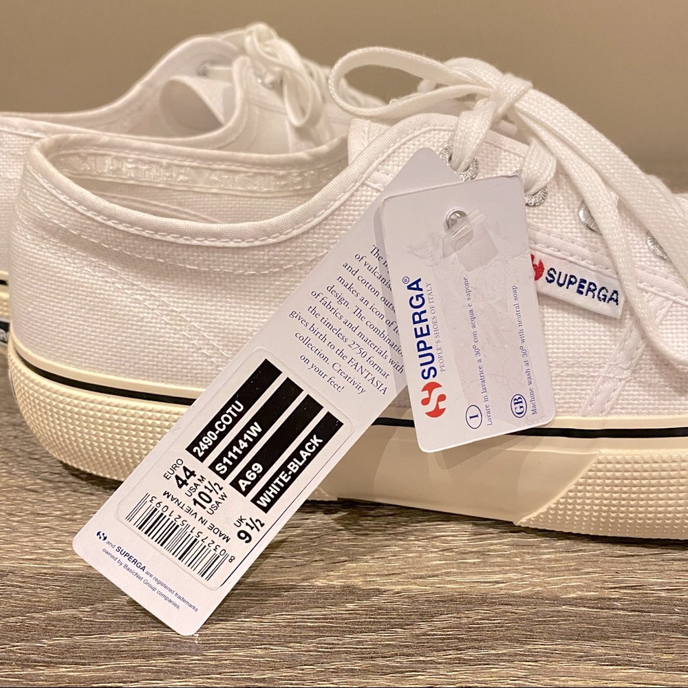 NWT SUPERGA Fantasia Man’s White Classic Sneakers Size 44 brand new with tags - Picture 9 of 15